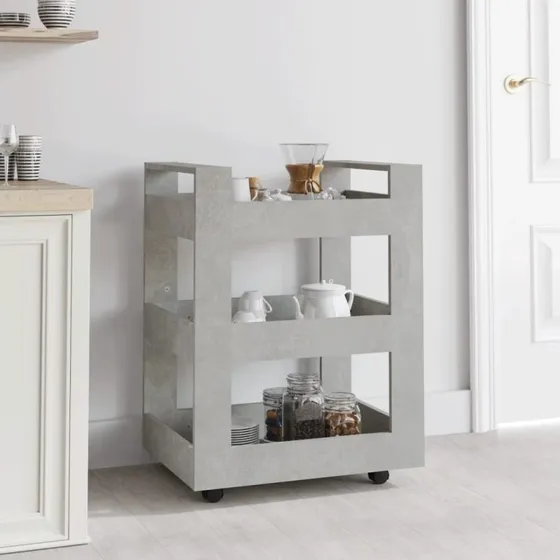 vidaXL Køkkenvogn 60x45x80 cm Konstrueret Træ Betongrå