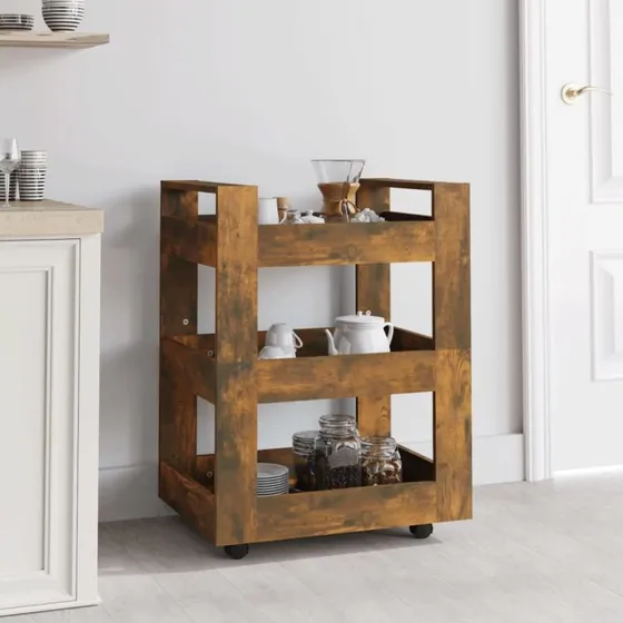 vidaXL Køkkenvogn 60x45x80 cm røget egetræsfarve
