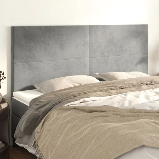 vidaXL Sengegavl Lysegrå 180x5x118/128 cm Fløjl
