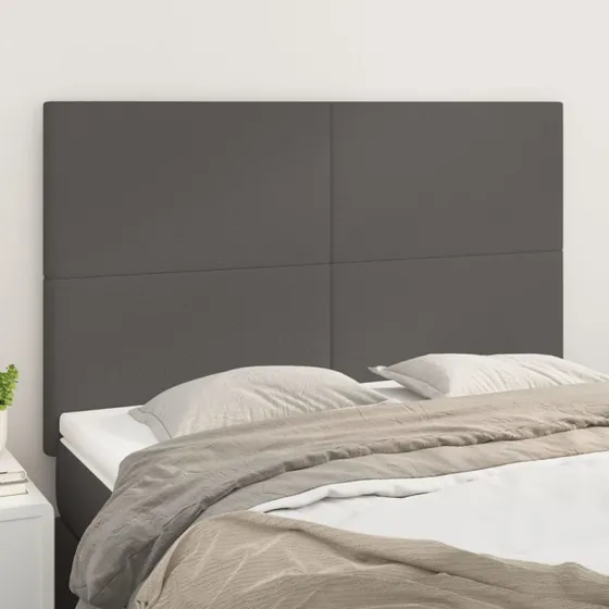 vidaXL sengegavl grå 144x5x118/128 cm kunstlæder