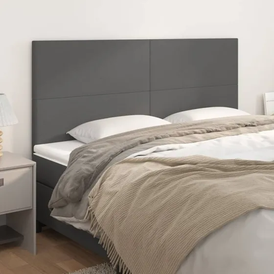 vidaXL Sengegavl Grå 160x5x118/128 cm Kunstlæder