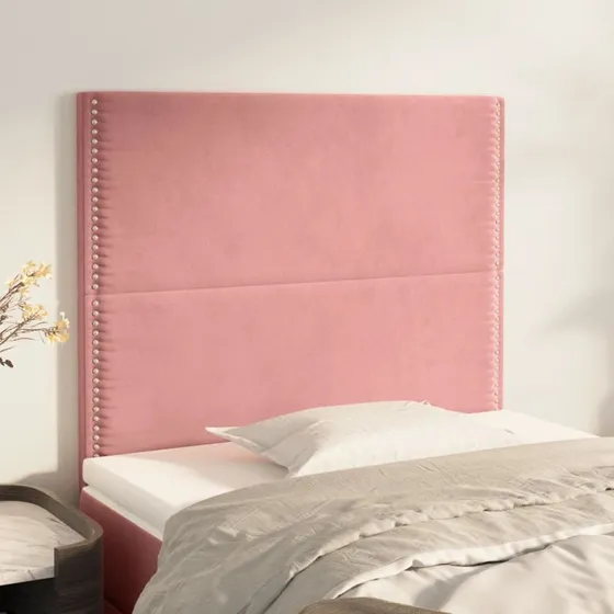 vidaXL Sengegavl Lyserød 90x5x118/128 cm Fløjl