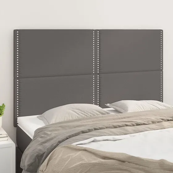vidaXL Sengegavl Grå 144x5x118/128 cm Kunstlæder