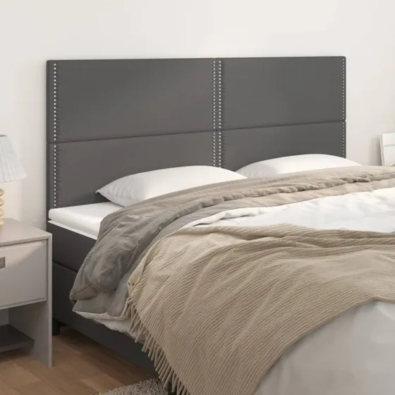 vidaXL sengegavl grå 180x5x118/128 cm kunstlæder