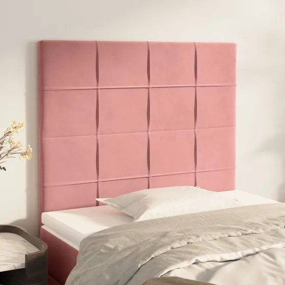 vidaXL sengegavl lyserød 80x5x118/128 cm fløjl