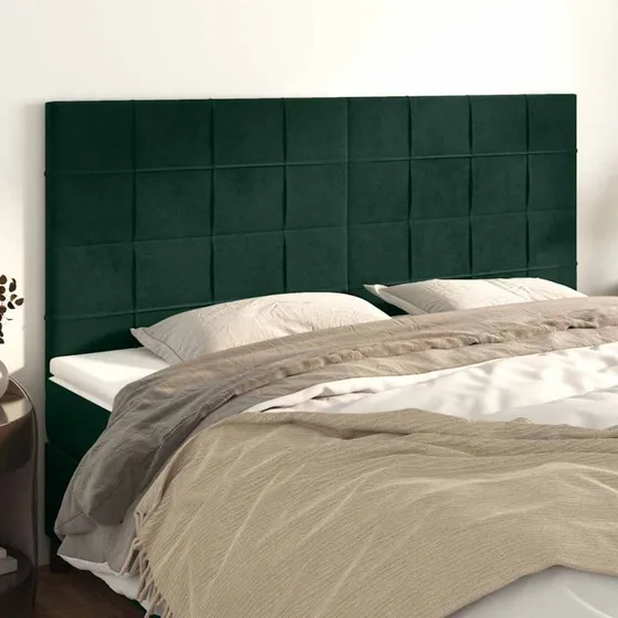 vidaXL Sengegavl Mørkegrøn 200x5x118/128 cm Fløjl