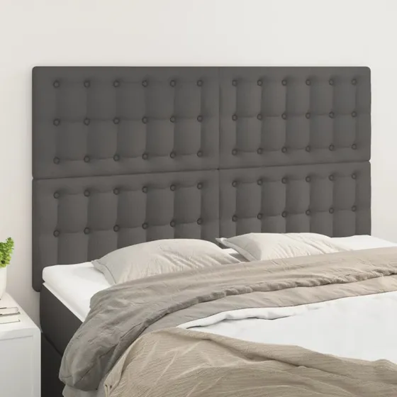 vidaXL sengegavl grå 144x5x118/128 cm kunstlæder
