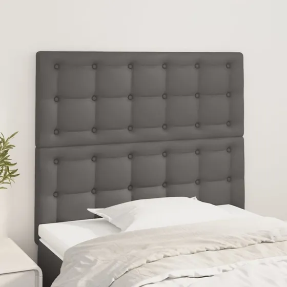 vidaXL Sengegavl Grå 100x5x118/128 cm Kunstlæder
