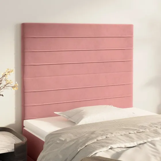 vidaXL Sengegavl Lyserød 100x5x118/128 cm Fløjl