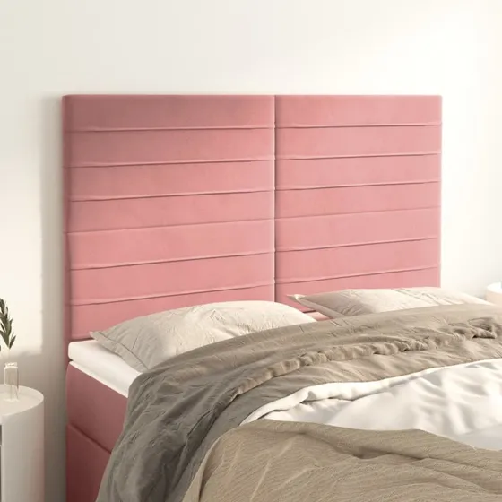 vidaXL sengegavl lyserød 144x5x118/128 cm fløjl