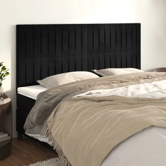 vidaXL sengegavl sort 180x5x118/128 cm fløjl