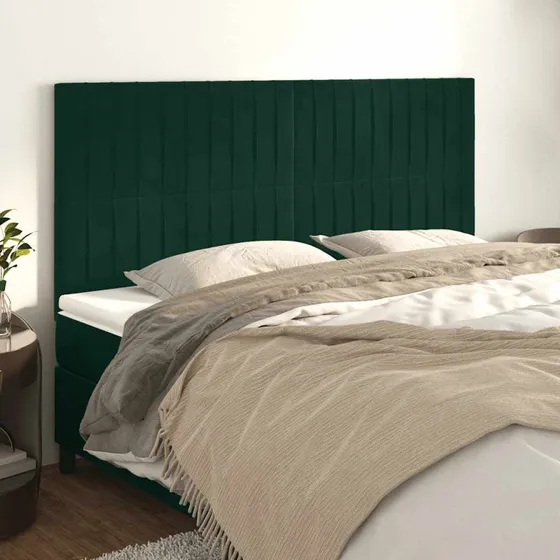 vidaXL Sengegavl Mørkegrøn 180x5x118/128 cm Fløjl