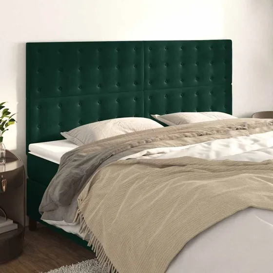 vidaXL Sengegavl Mørkegrøn 180x5x118/128 cm Fløjl