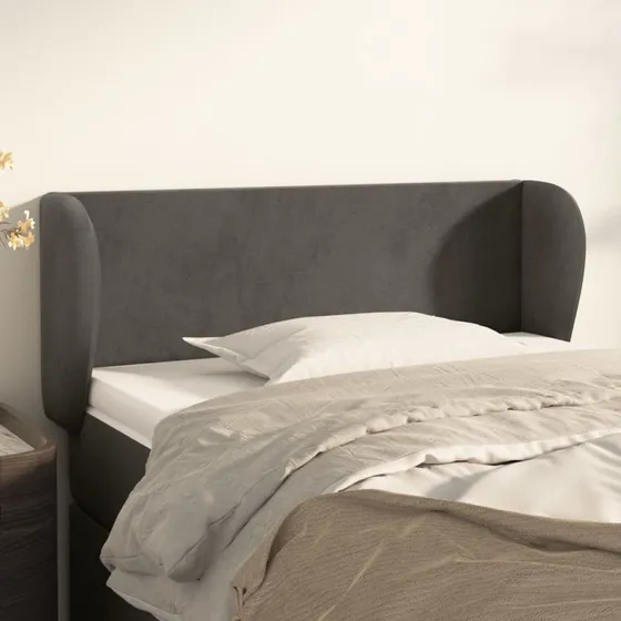 vidaXL Sengegavl med Kanter 83x23x78/88 cm, Mørkegrå Fløjl