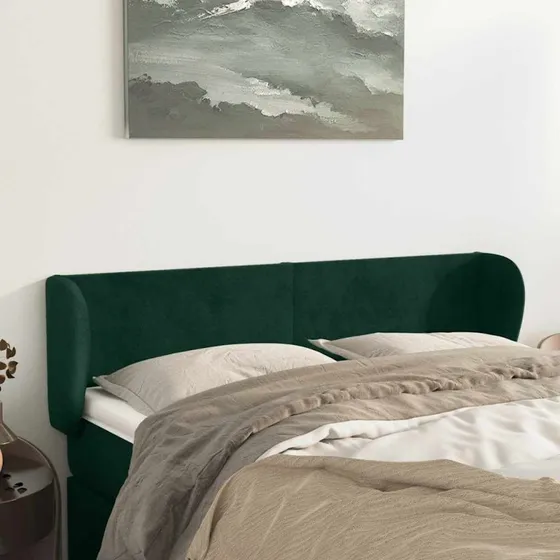 vidaXL Sengegavl med Kanter 147x23x78/88 cm Mørkegrøn