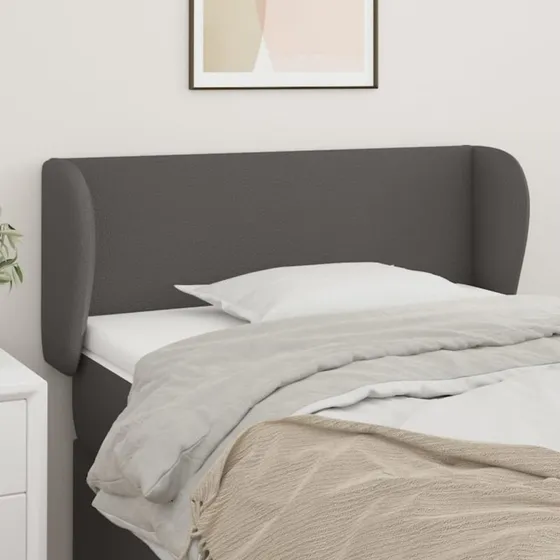 vidaXL Sengegavl med Kanter 93x23x78/88 cm Grå Kunstlæder