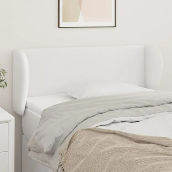 vidaXL Sengegavl med Kanter 103x23x78/88 cm Hvid Kunstlæder