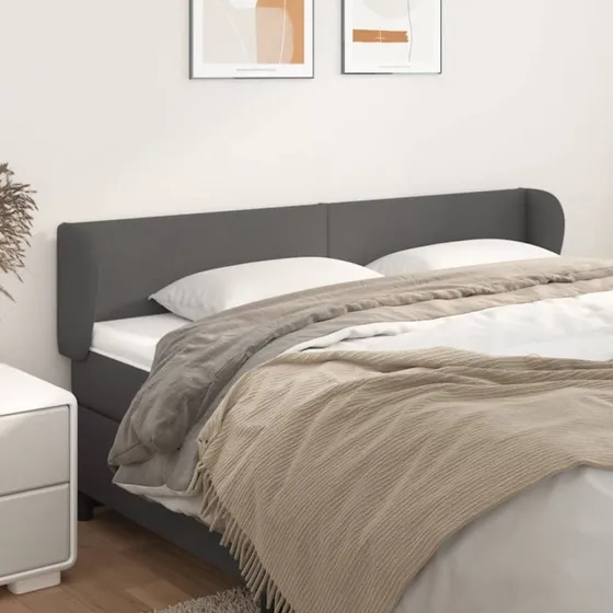 vidaXL Sengegavl med kanter 203x23x78/88 cm grå kunstlæder