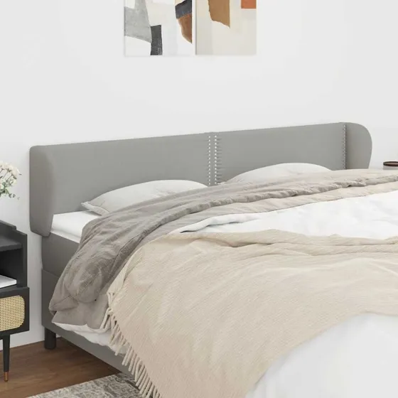 vidaXL Sengegavl med Kanter 183x23x78/88 cm Lysegrå