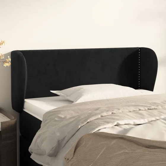 vidaXL Sengegavl med Kanter 93x23x78/88 cm, Sort, Fløjl
