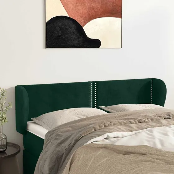 vidaXL Sengegavl med Kanter 147x23x78/88 cm, Mørkegrøn