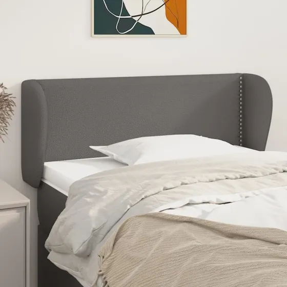 vidaXL Sengegavl med kanter 83x23x78/88 cm grå kunstlæder