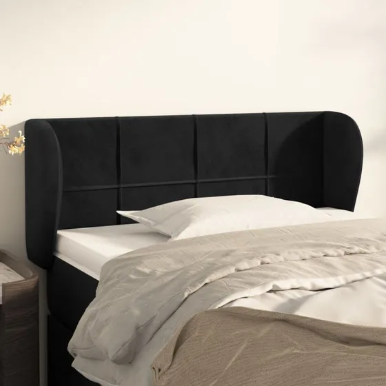vidaXL Sengegavl med Kanter 93x23x78/88 cm, Sort, Fløjl