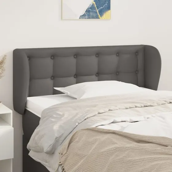 vidaXL sengegavl med kanter 103x23x78/88 cm grå kunstlæder