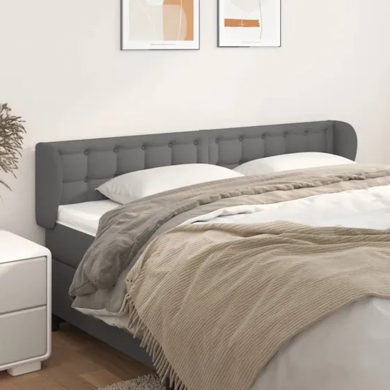 vidaXL Sengegavl med kanter 183x23x78/88 cm grå kunstlæder