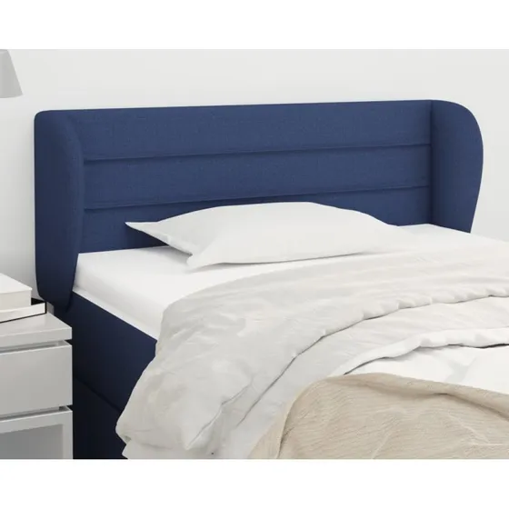 vidaXL Sengegavl med Kanter 83x23x78/88 cm, Blå, Stof