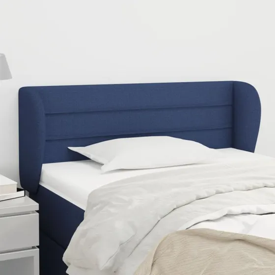 vidaXL Sengegavl med Kanter 103x23x78/88 cm Blå Stof