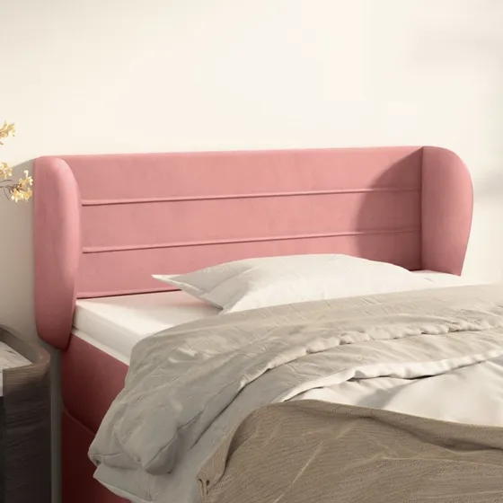 vidaXL Sengegavl med Kanter 83x23x78/88 cm, Lyserød, Fløjl
