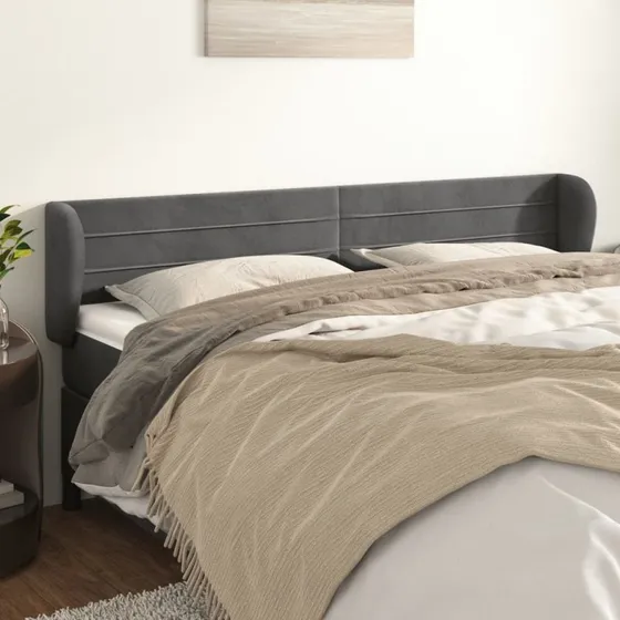 vidaXL Sengegavl med Kanter 163x23x78/88 cm, Mørkegrå