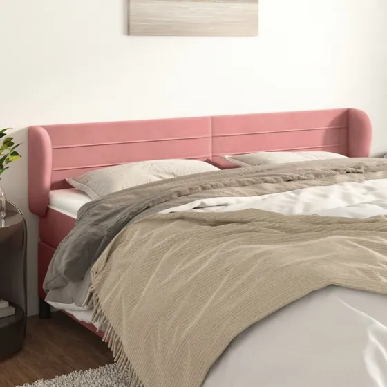 vidaXL Sengegavl med Kanter 183x23x78/88 cm Lyserød