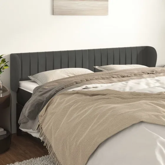 vidaXL Sengegavl med Kanter 203x23x78/88 cm, Mørkegrå