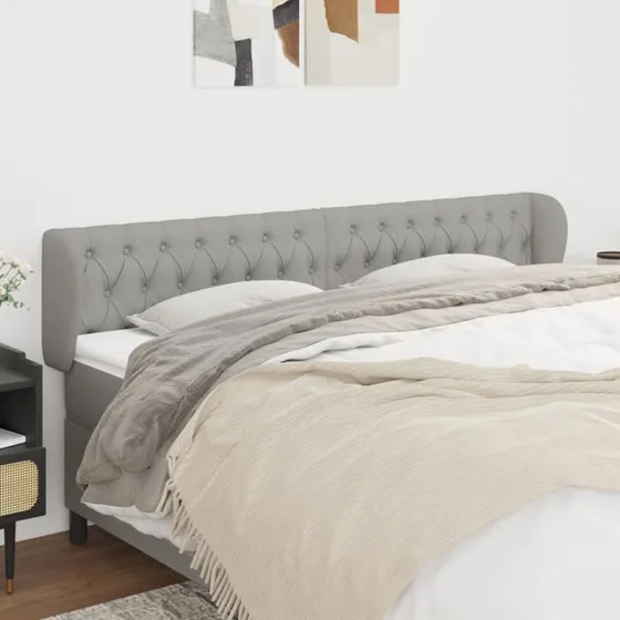 vidaXL Sengegavl med Kanter 183x23x78/88 cm Lysegrå