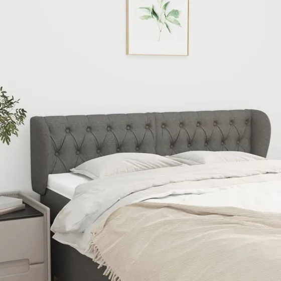 vidaXL Sengegavl med Kanter 163x23x78/88 cm Mørkegrå
