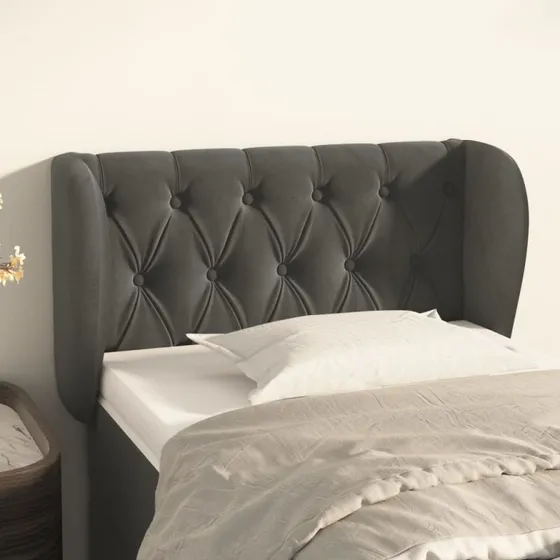 vidaXL Sengegavl med Kanter 83x23x78/88 cm, Mørkegrå