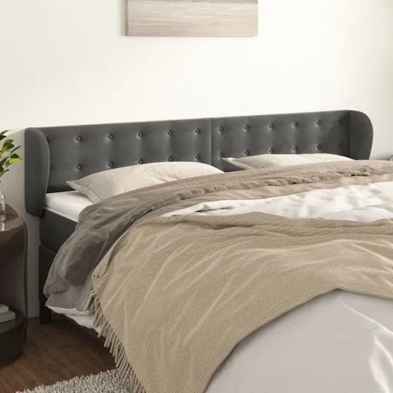 vidaXL Sengegavl med Kanter 203x23x78/88 cm, Mørkegrå