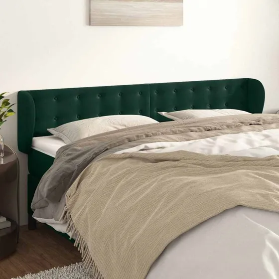 vidaXL Sengegavl med Kanter 203x23x78/88 cm, Mørkegrøn
