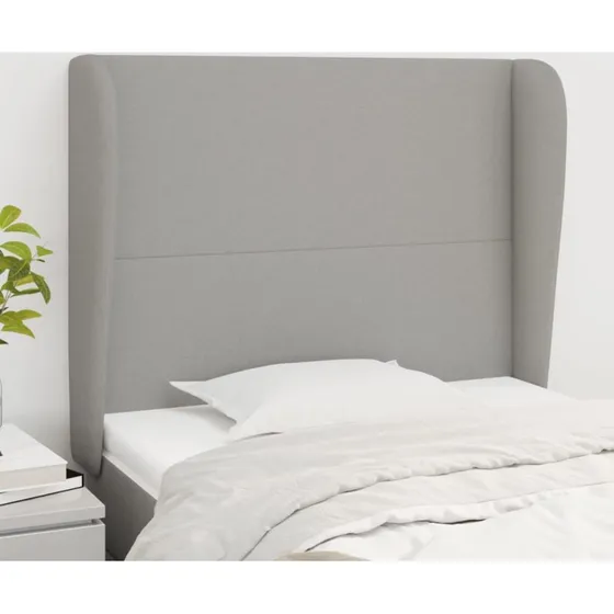 vidaXL Sengegavl med Kanter 103x23x118/128 cm Lysegrå