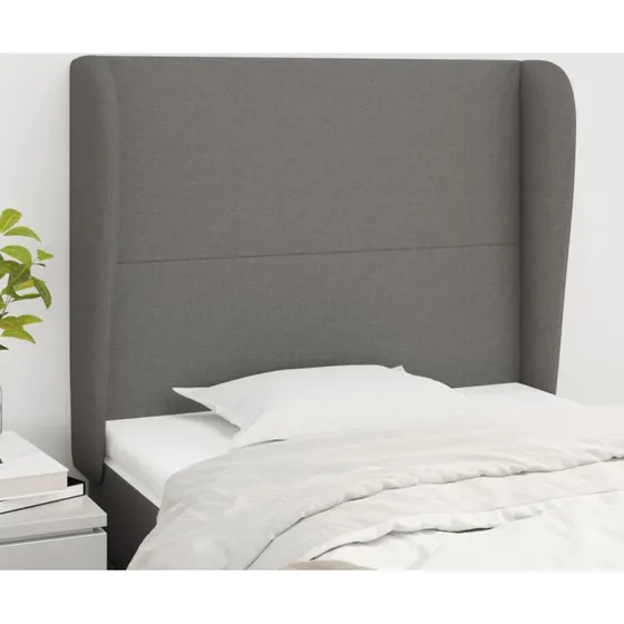 vidaXL Sengegavl med Kanter 103x23x118/128 cm Mørkegrå