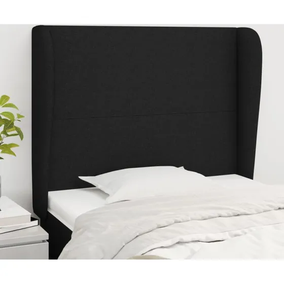 vidaXL Sengegavl med Kanter 103x23x118/128 cm, Sort