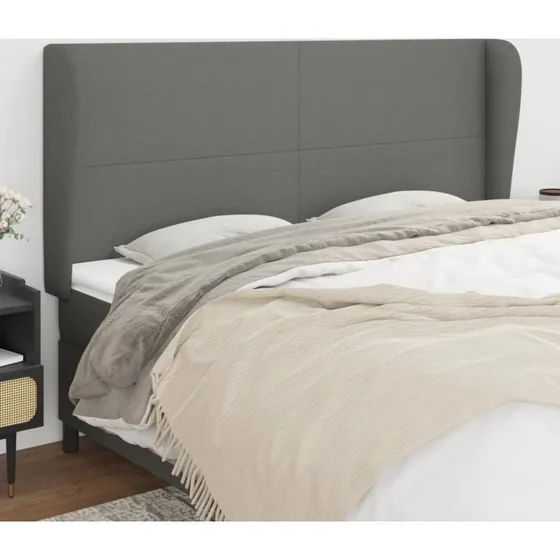 vidaXL Sengegavl med Kanter 183x23x118/128 cm Mørkegrå