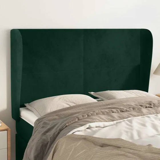 vidaXL Sengegavl med Kanter 147x23x118/128 cm, Mørkegrøn