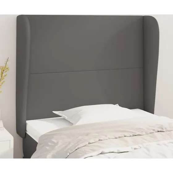 vidaXL Sengegavl med Kanter 103x23x118/128 cm Grå Kunstlæder