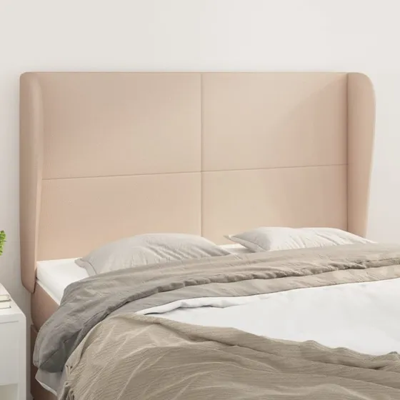 vidaXL Sengegavl med Kanter 147x23x118/128 cm Cappuccino