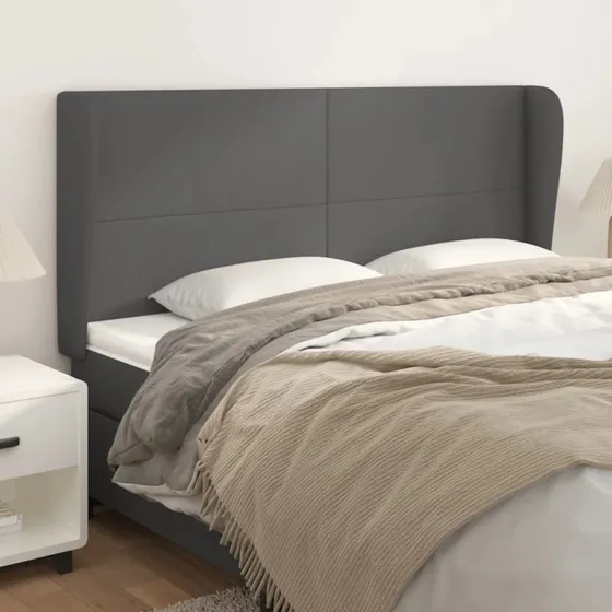 vidaXL Sengegavl med Kanter 183x23x118/128 cm Grå Kunstlæder