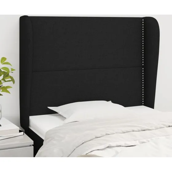 vidaXL Sengegavl med Kanter 103x23x118/128 cm Sort