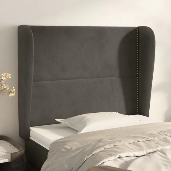 vidaXL Sengegavl med Kanter 93x23x118/128 cm, Mørkegrå